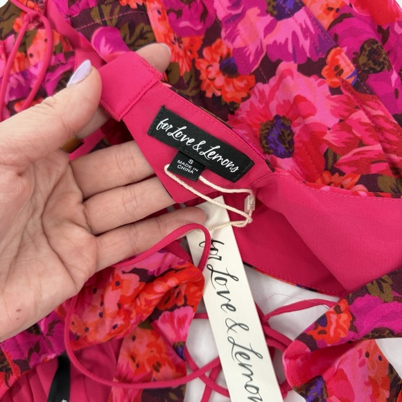 For Love & Lemons Sz S Floral Corset Bustier Crop Top Coquette Cottage Sleveless - Picture 5 of 7